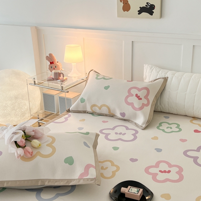 91家纺网 家纺一手货源 找家纺 昔可 2023新款高端数码冰藤席床席款凉席 七彩夏花