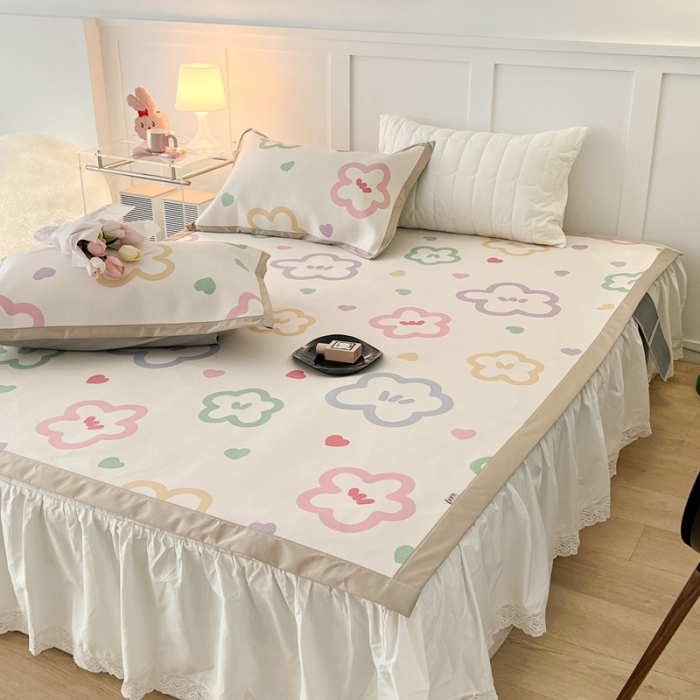 91家纺网 家纺一手货源 找家纺 昔可 2023新款高端数码冰藤席床席款凉席 七彩夏花