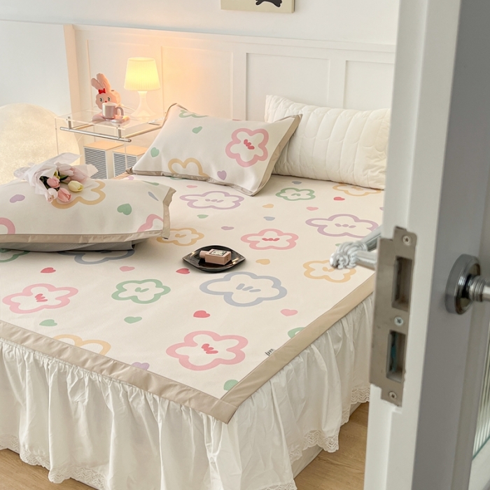 91家纺网 家纺一手货源 找家纺 昔可 2023新款高端数码冰藤席床席款凉席 七彩夏花