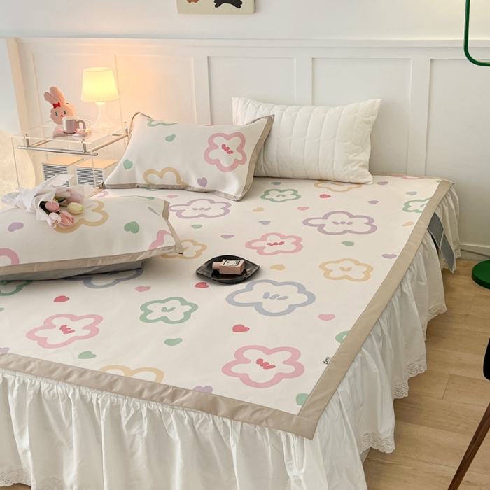 91家纺网 家纺一手货源 找家纺 昔可 2023新款高端数码冰藤席床席款凉席 七彩夏花