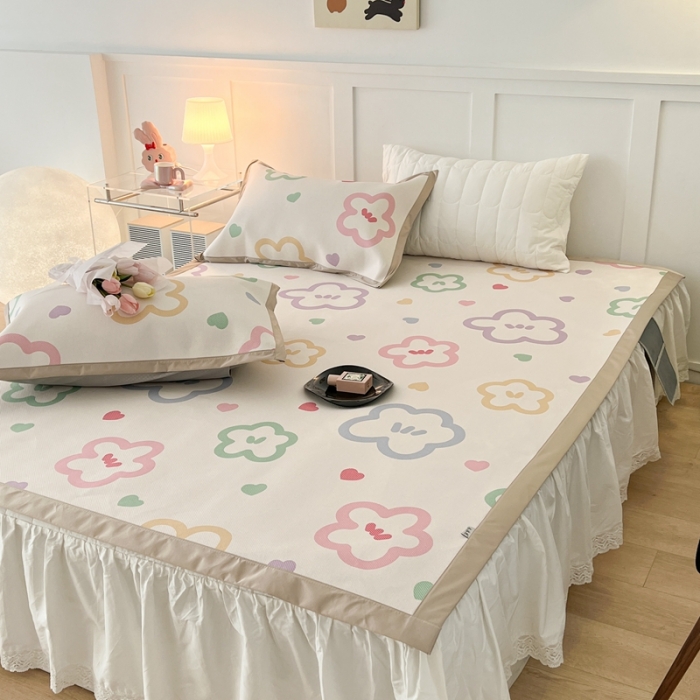 91家纺网 家纺一手货源 找家纺 昔可 2023新款高端数码冰藤席床席款凉席 七彩夏花