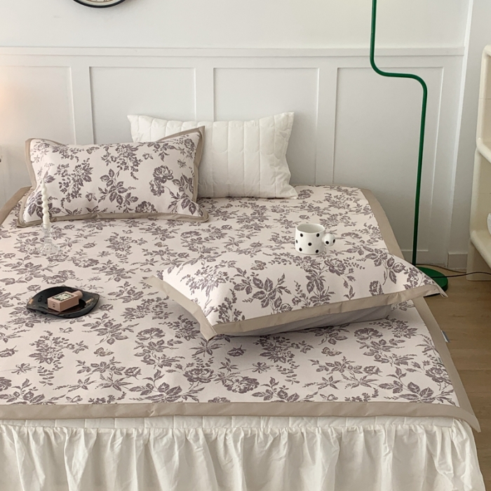 91家纺网 家纺一手货源 找家纺 昔可 2023新款高端数码冰藤席床席款凉席 法式茶歇 黑