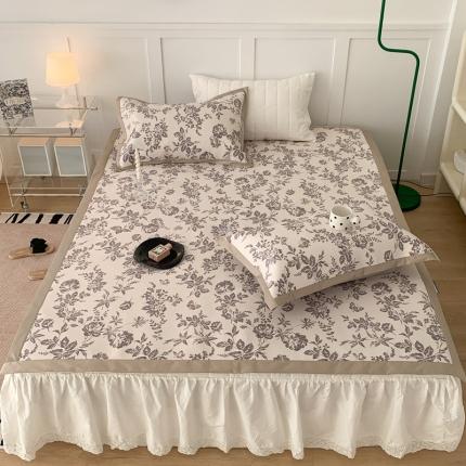 昔可 2023新款高端数码冰藤席床席款凉席 法式茶歇 黑