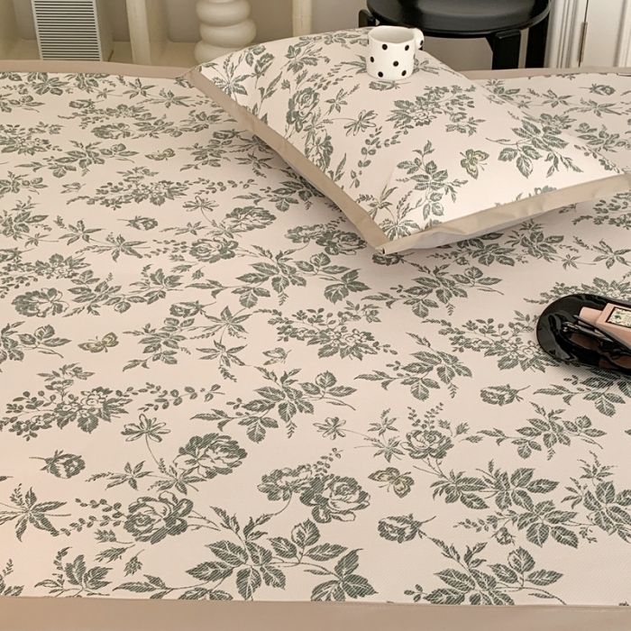 91家纺网 家纺一手货源 找家纺 昔可 2023新款高端数码冰藤席床席款凉席 法式茶歇 绿