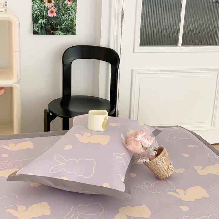 91家纺网 家纺一手货源 找家纺 昔可 2023新款高端数码冰藤席床席款凉席 香芋紫兔