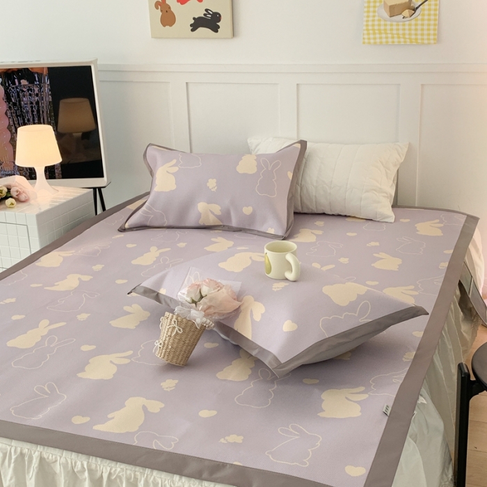 91家纺网 家纺一手货源 找家纺 昔可 2023新款高端数码冰藤席床席款凉席 香芋紫兔