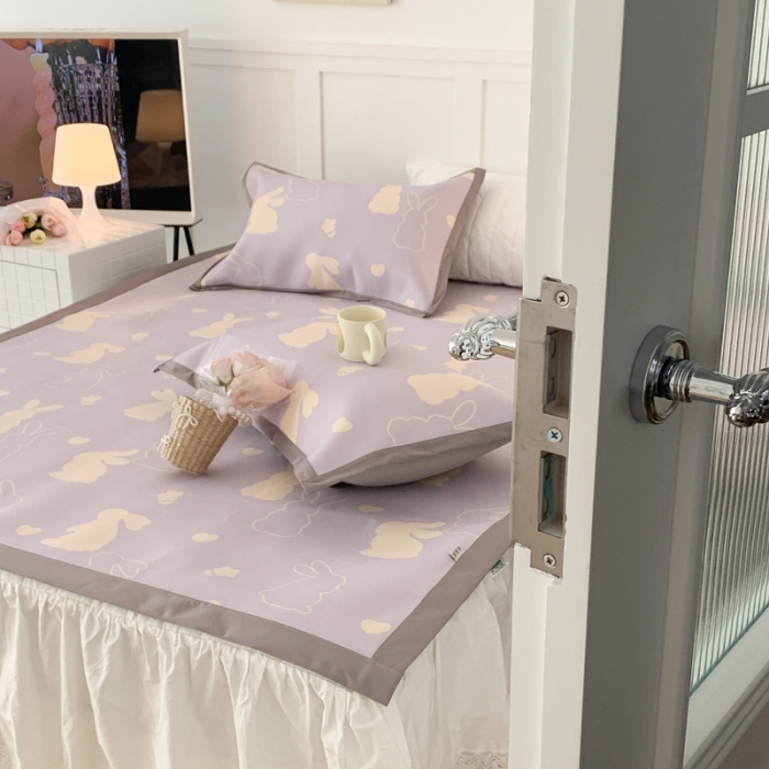 91家纺网 家纺一手货源 找家纺 昔可 2023新款高端数码冰藤席床席款凉席 香芋紫兔