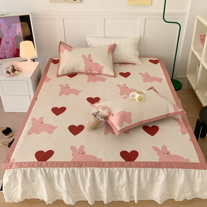 91家纺网 家纺一手货源 找家纺 昔可 2023新款高端数码冰藤席床席款凉席 心动兔