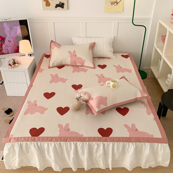 91家纺网 家纺一手货源 找家纺 昔可 2023新款高端数码冰藤席床席款凉席 心动兔