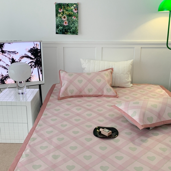 91家纺网 家纺一手货源 找家纺 昔可 2023新款高端数码冰藤席床席款凉席 菱格爱心