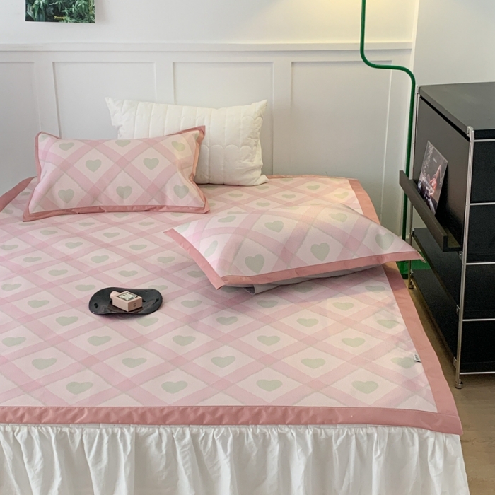 91家纺网 家纺一手货源 找家纺 昔可 2023新款高端数码冰藤席床席款凉席 菱格爱心