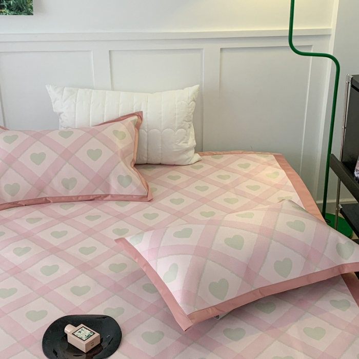 91家纺网 家纺一手货源 找家纺 昔可 2023新款高端数码冰藤席床席款凉席 菱格爱心