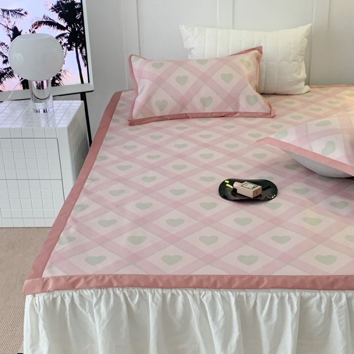 91家纺网 家纺一手货源 找家纺 昔可 2023新款高端数码冰藤席床席款凉席 菱格爱心