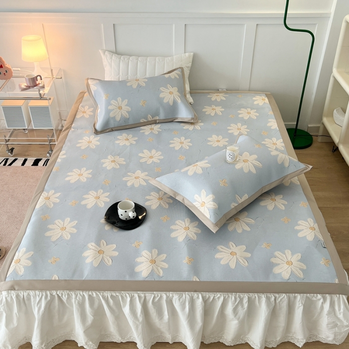 91家纺网 家纺一手货源 找家纺 昔可 2023新款高端数码冰藤席床席款凉席 油画雏菊