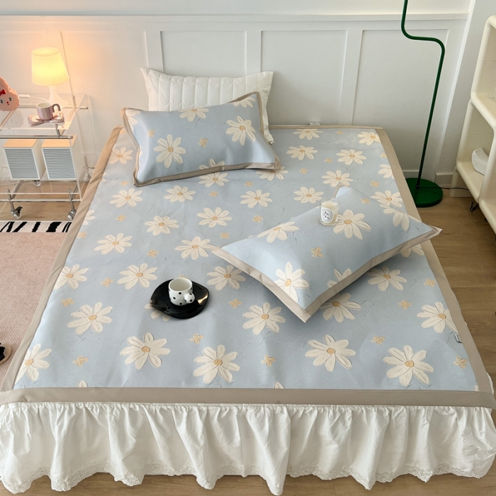 91家纺网 家纺一手货源 找家纺 昔可 2023新款高端数码冰藤席床席款凉席 油画雏菊