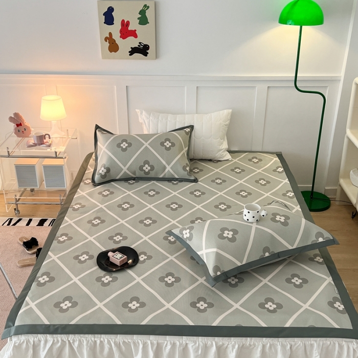 91家纺网 家纺一手货源 找家纺 昔可 2023新款高端数码冰藤席床席款凉席 菱格小花