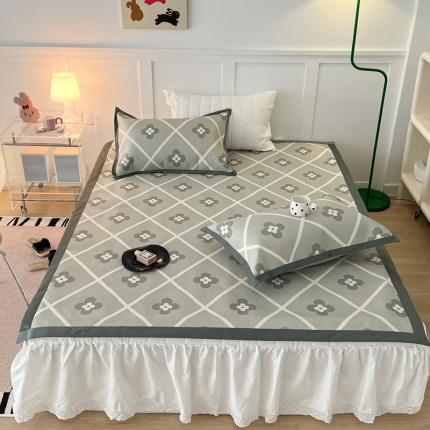 昔可 2023新款高端数码冰藤席床席款凉席 菱格小花