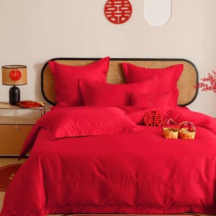 用心 2023新款长绒棉刺绣婚庆四件套 云锦东方