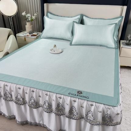 91家纺网 家纺一手货源 找家纺 （总）印季家纺 2025新款纯色加密冰藤床裙凉席