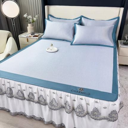 91家纺网 家纺一手货源 找家纺 （总）印季家纺 2025新款纯色加密冰藤床裙凉席