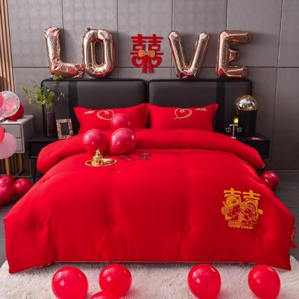 91家纺网 家纺一手货源 找家纺 壹张床 2023新款婚庆系列大豆被 家有喜事