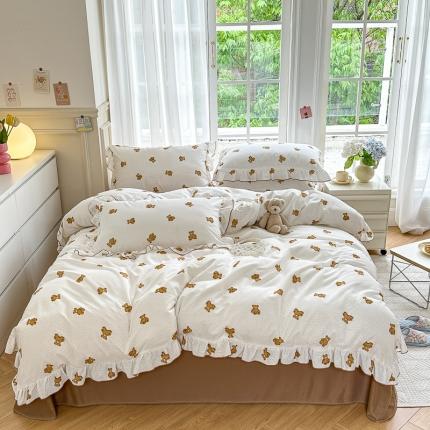 91家纺网 家纺一手货源 找家纺 总 仟网汇 2023新款有氧双层纱韩版四件套