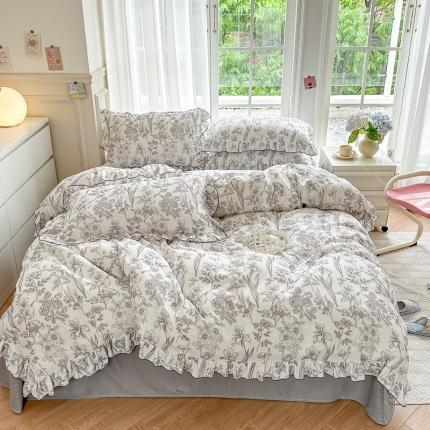 91家纺网 家纺一手货源 找家纺 仟网汇 2023新款有氧双层纱韩版四件套 韩版-幻境