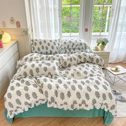 91家纺网 家纺一手货源 找家纺 总 仟网汇 2023新款有氧双层纱韩版四件套