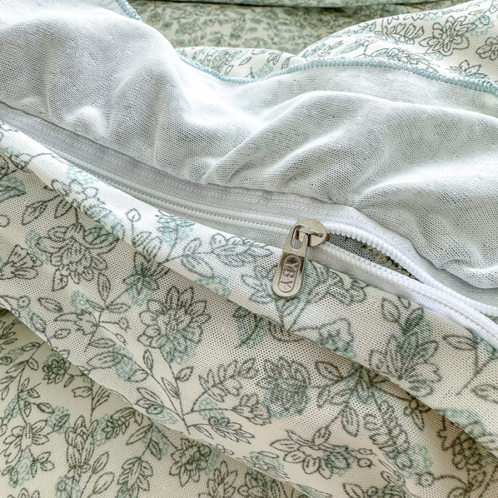 91家纺网 家纺一手货源 找家纺 仟网汇 2023新款有氧双层纱韩版四件套 韩版-拈花绿