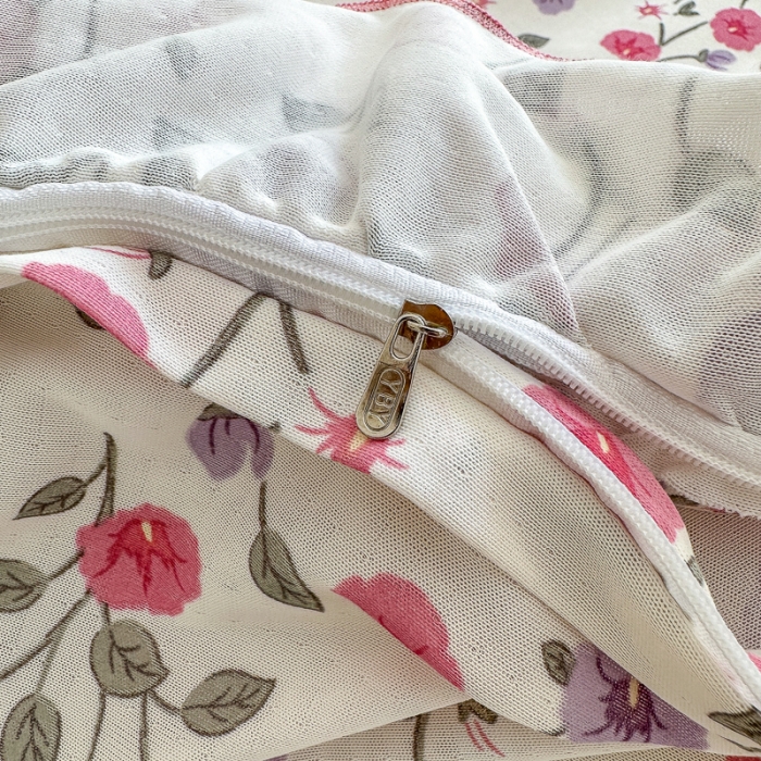 91家纺网 家纺一手货源 找家纺 仟网汇 2023新款有氧双层纱韩版四件套 韩版-牵牛花