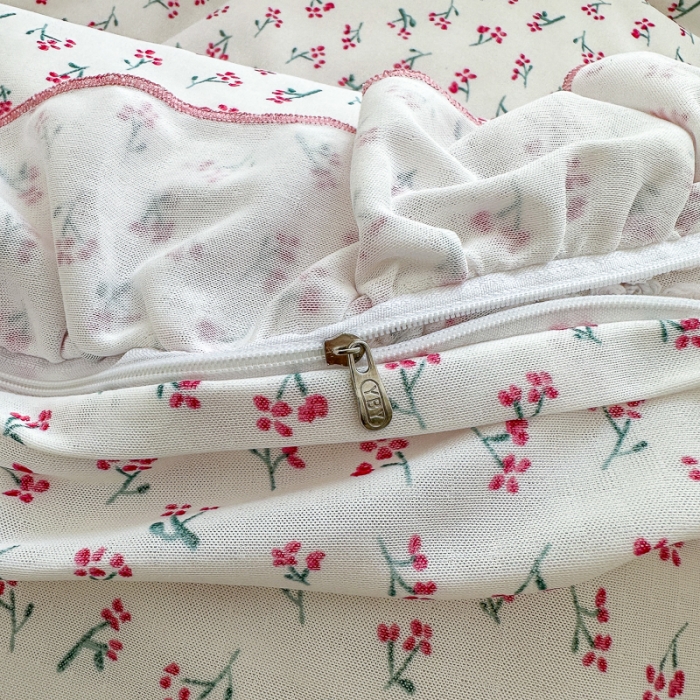 91家纺网 家纺一手货源 找家纺 仟网汇 2023新款有氧双层纱韩版四件套 韩版-浅夕