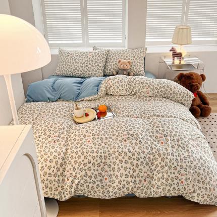 91家纺网 家纺一手货源 找家纺 仟网汇 2023新款针织棉四件套 小欢喜