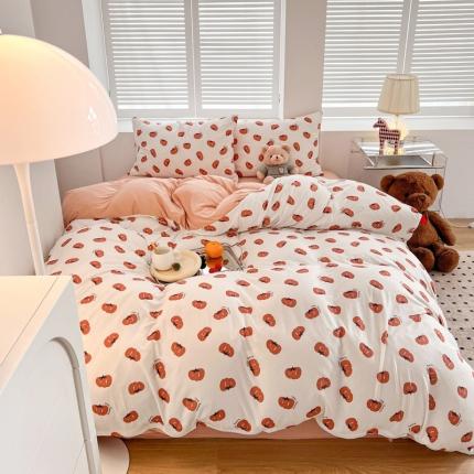 91家纺网 家纺一手货源 找家纺 仟网汇 2023新款针织棉四件套 小南瓜