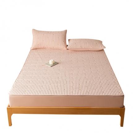 91家纺网 家纺一手货源 找家纺 芬晴 2023新款A类抗菌大豆夹棉床笠 心恋-豆沙粉