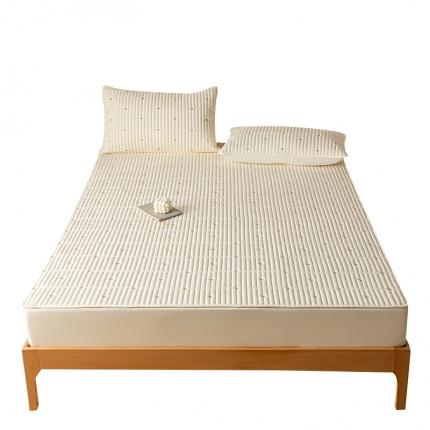 91家纺网 家纺一手货源 找家纺 芬晴 2023新款A类抗菌大豆夹棉床笠 心恋-米白