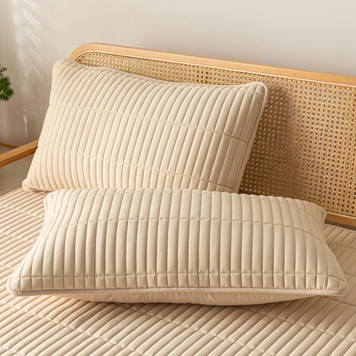 91家纺网 家纺一手货源 找家纺 芬晴 2023新款A类抗菌大豆夹棉床笠 格调-卡其