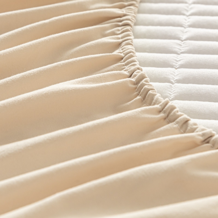 91家纺网 家纺一手货源 找家纺 芬晴 2023新款A类抗菌大豆夹棉床笠 格调-卡其