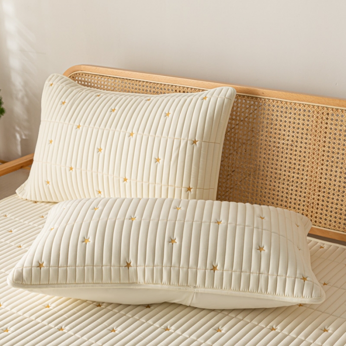 91家纺网 家纺一手货源 找家纺 芬晴 2023新款A类抗菌大豆夹棉床笠 星河-米白