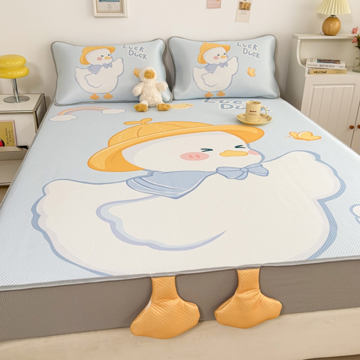 91家纺网 家纺一手货源 找家纺 慕尚 2025新款满天星云感丝工艺席 达克鸭（床笠款）