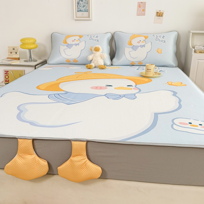 91家纺网 家纺一手货源 找家纺 慕尚 2025新款满天星云感丝工艺席 达克鸭（床笠款）