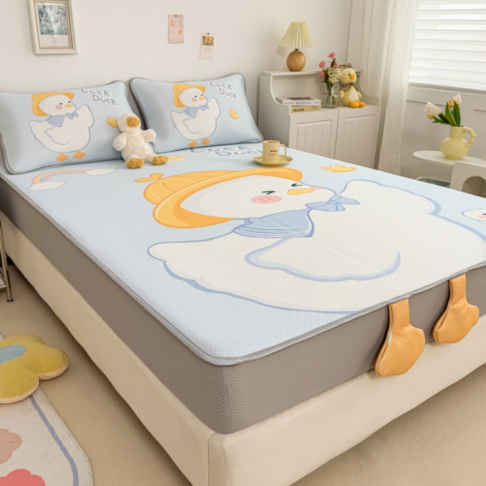 91家纺网 家纺一手货源 找家纺 慕尚 2025新款满天星云感丝工艺席 达克鸭（床笠款）