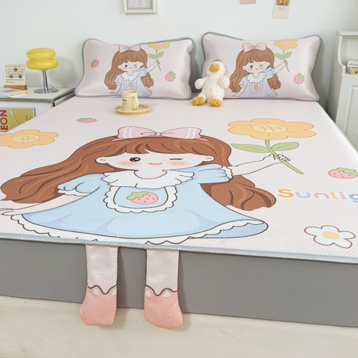 91家纺网 家纺一手货源 找家纺 慕尚 2025新款满天星云感丝工艺席 阳光少女（床笠款）