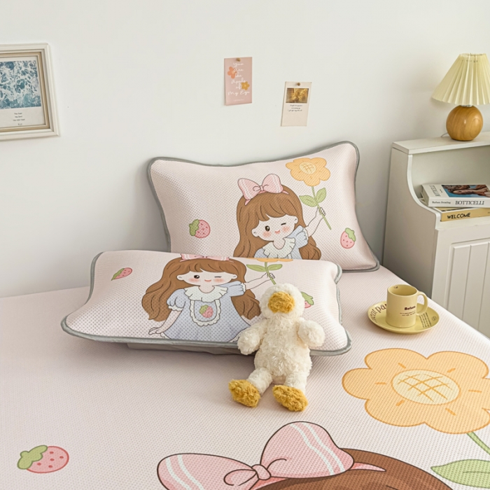 91家纺网 家纺一手货源 找家纺 慕尚 2025新款满天星云感丝工艺席 阳光少女（床笠款）