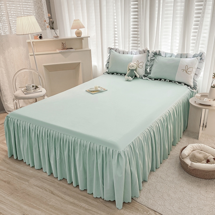 91家纺网 家纺一手货源 找家纺 慕语家纺 2023新款蝶之恋刺绣磨毛花边四件套-风格二 蝶之恋-湖水绿