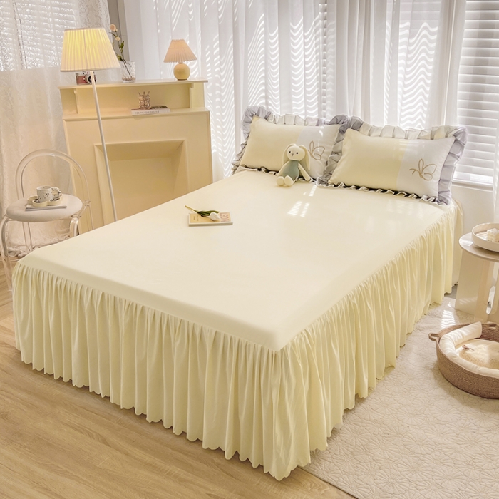 91家纺网 家纺一手货源 找家纺 慕语家纺 2023新款蝶之恋刺绣磨毛花边四件套-风格二 蝶之恋-米黄