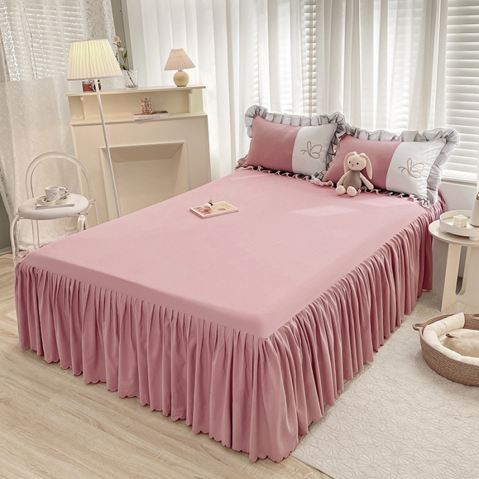 91家纺网 家纺一手货源 找家纺 慕语家纺 2023新款蝶之恋刺绣磨毛花边四件套-风格二 蝶之恋-魔芋粉