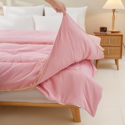 91家纺网 家纺一手货源 找家纺 2025新款双胎被子母被二合一拉链款被子秋冬被芯供直播 粉豆沙