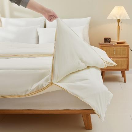 91家纺网 家纺一手货源 找家纺 2025新款双胎被子母被二合一拉链款被子秋冬被芯供直播 白米色