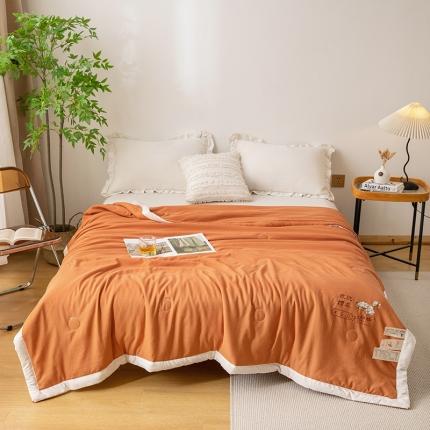 钰博 2023新款水洗棉棉麻大豆夏被 暖橙色