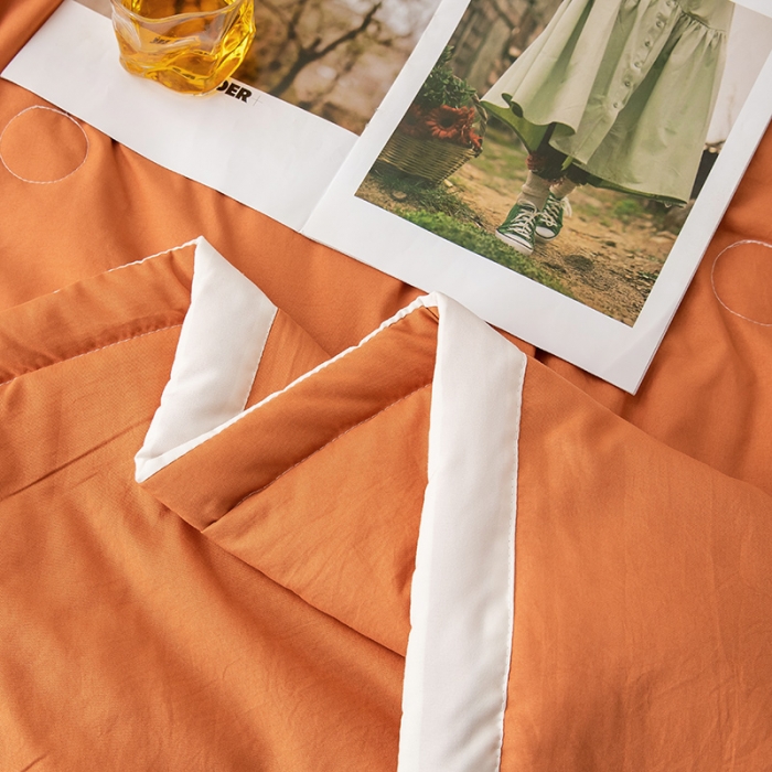 91家纺网 家纺一手货源 找家纺 钰博 2023新款水洗棉棉麻大豆夏被 暖橙色